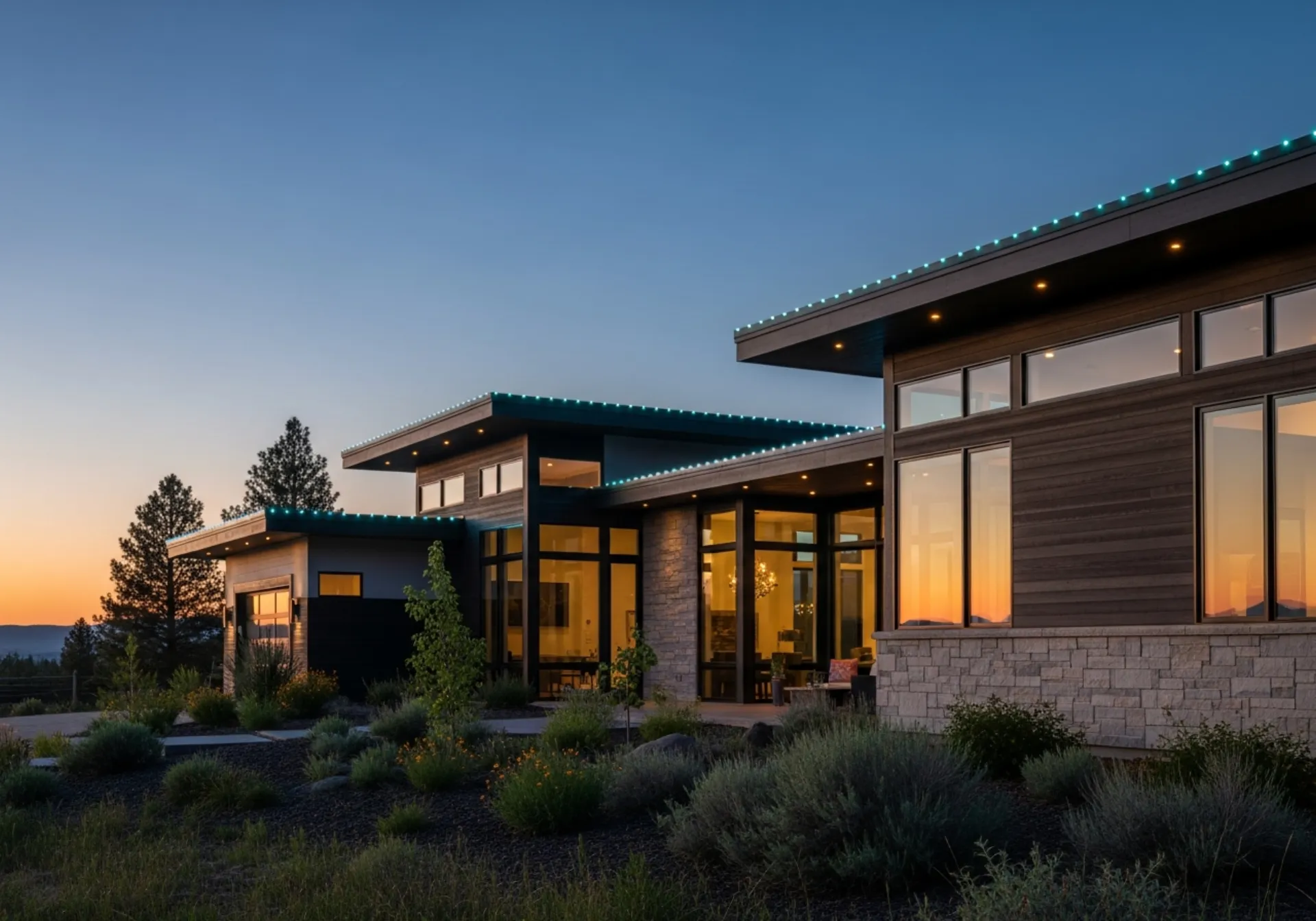 Teal permanent LED lighting